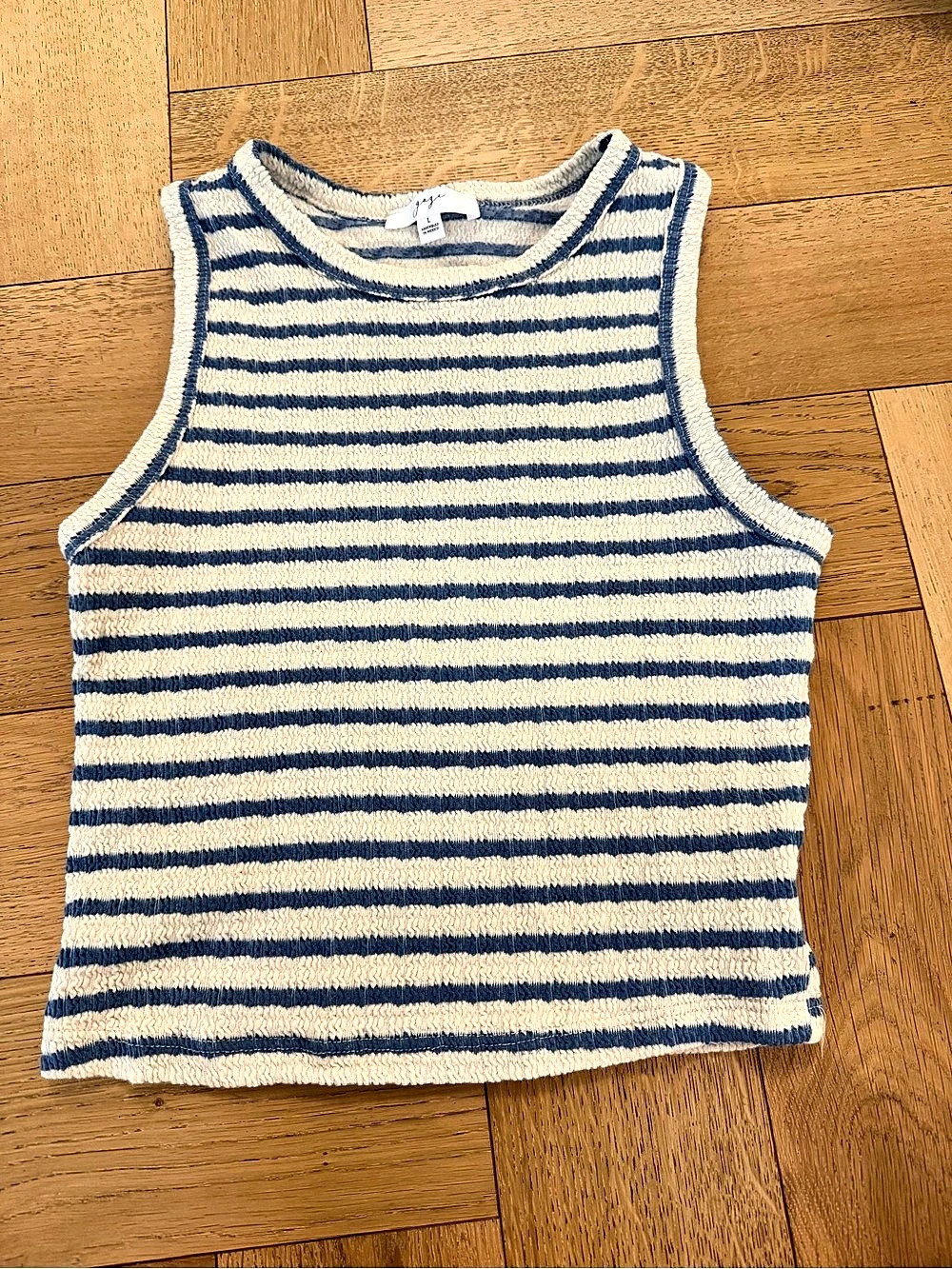 Striped Knit Tank in Blue & Cream Size Large - Picture 3 of 3